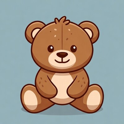 Cute cartoon teddy bear sitting
