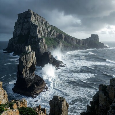 Dramatic Sea Cliffs Crashing Waves