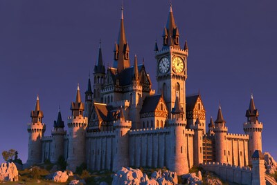 Majestic Medieval Castle with Clock Tower