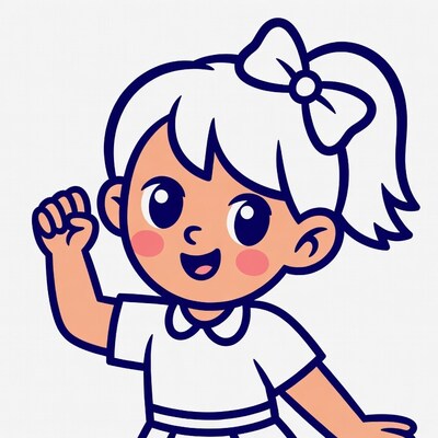 Cartoon girl flexing arm muscle