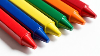 Colorful Crayons on White Background