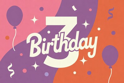 3rd Birthday Illustration with Balloons