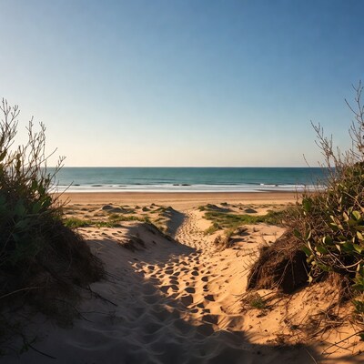 Footpath through dunes to beach