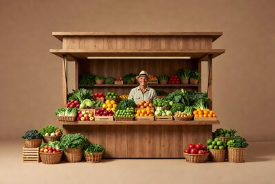 Man at vegetable market stall