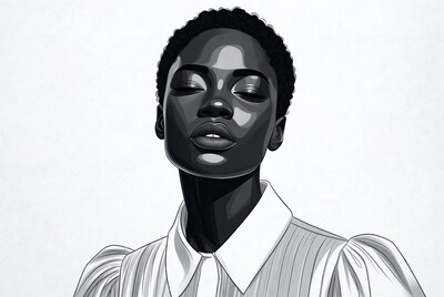 African-American woman with closed eyes