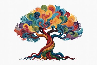 Colorful Swirling Tree Illustration