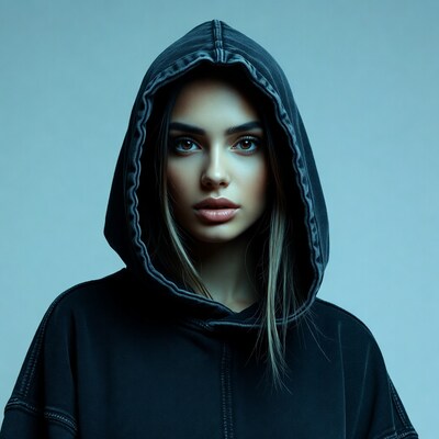 Woman in black hoodie