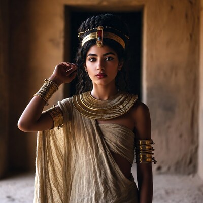 Egyptian woman in gold jewelry