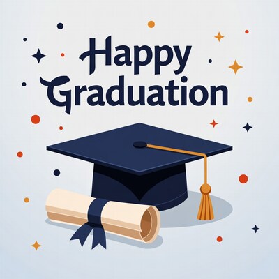 Happy Graduation with Cap and Diploma