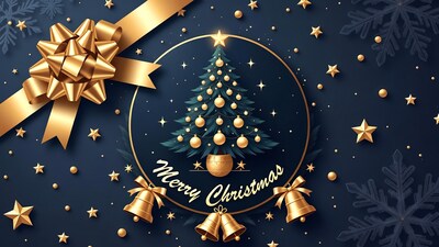 Merry Christmas Gold Tree Illustration
