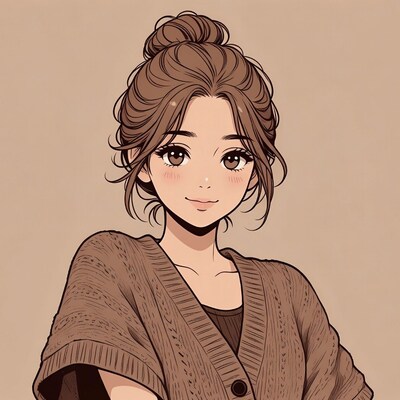 Anime girl with bun hairstyle