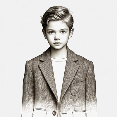 Boy in tweed blazer portrait