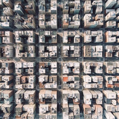 Aerial View of City Skyscrapers