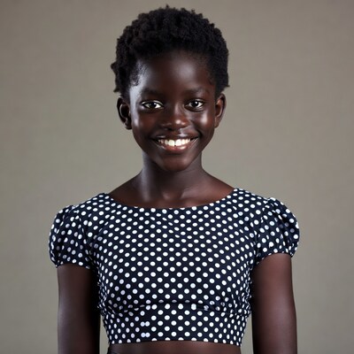 Smiling African girl in polka dot top