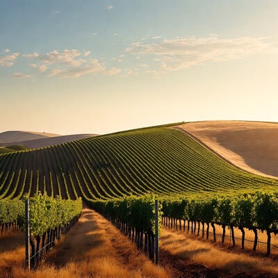 Vineyard Rows at Sunset