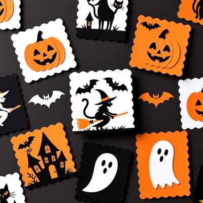 Halloween Paper Cutouts Collage