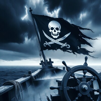 Pirate Ship in Stormy Sea