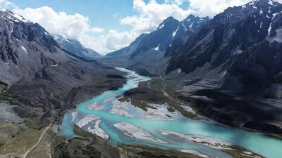 Turquoise River in Snowy Mountains