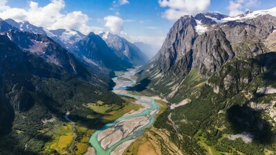 Turquoise River in Mountain Valley