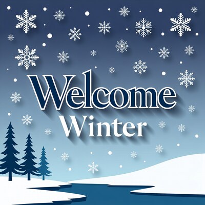 Welcome Winter Snowy Landscape Illustration