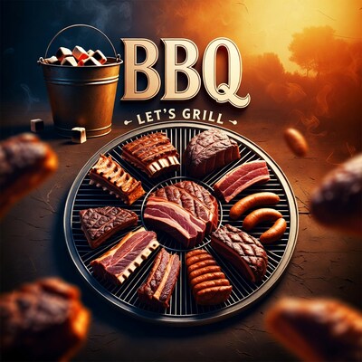 BBQ Grill with Meats and Charcoal