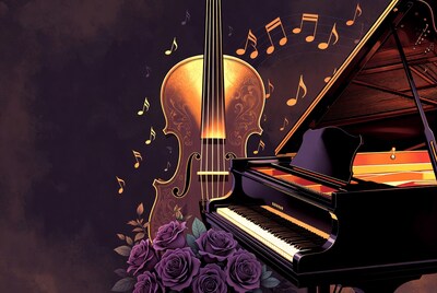 Violin and Grand Piano Illustration