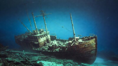 Sunken Shipwreck Underwater