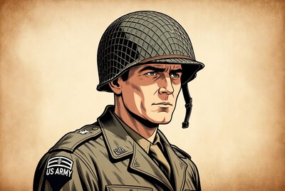 WWII US Army Soldier in Helmet