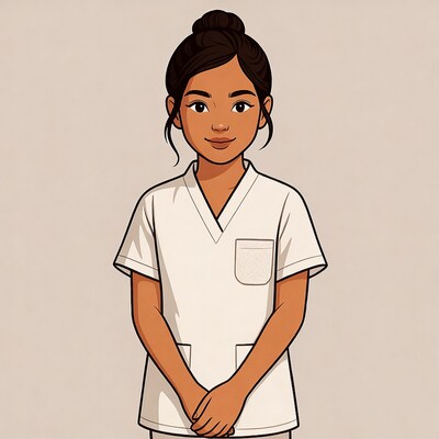 Asian nurse in white uniform
