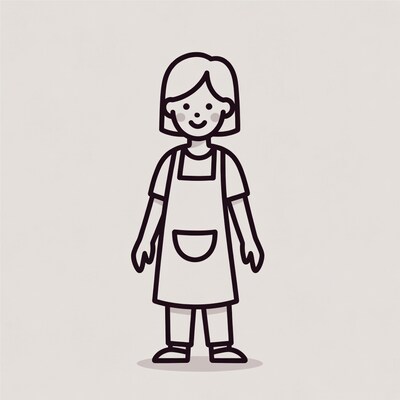 Girl wearing apron illustration