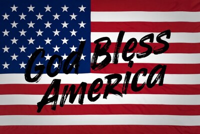 God Bless America on US Flag