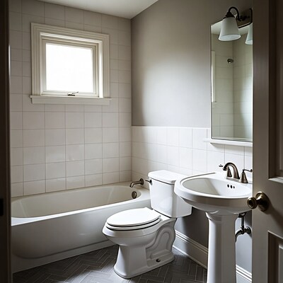 Modern White Bathroom with Bathtub