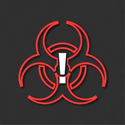 Red Biohazard Symbol with Exclamation Mark