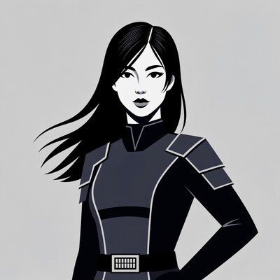 Asian woman in futuristic armor