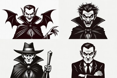 Four Vampire Men Illustrations