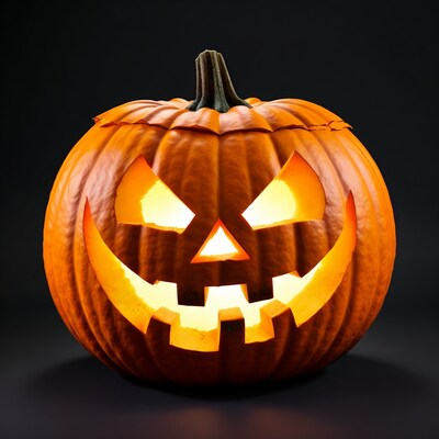 Lit Jack-o'-lantern pumpkin