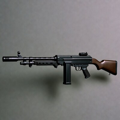 MP40 Submachine Gun on Gray Background