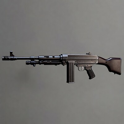 MP40 Submachine Gun on Gray Background