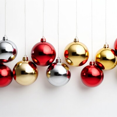 Hanging Red Gold Silver Christmas Ornaments