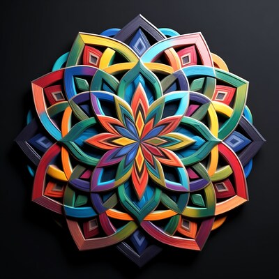 Colorful Mandala on Black Background