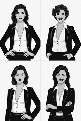 Business women illustrations in suits