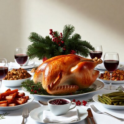 Roast Turkey Thanksgiving Dinner Table