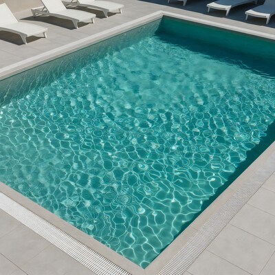Empty Swimming Pool with Lounge Chairs