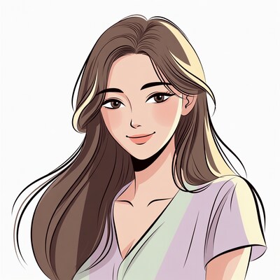 Asian woman with long brown hair