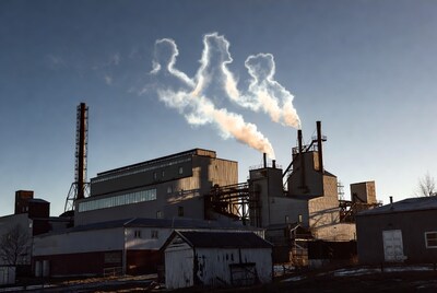 Industrial Factory Smokestacks Emitting Clouds