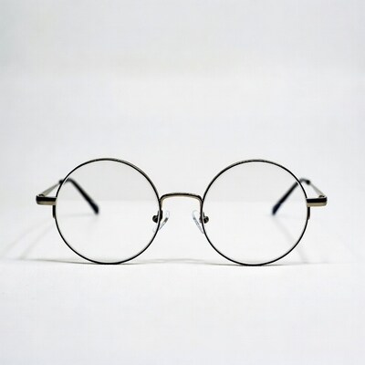 Round Wireframe Glasses on White Background