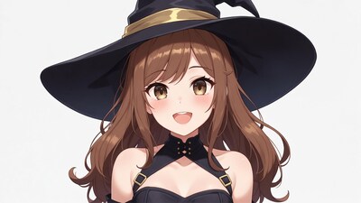 Anime girl in black witch hat