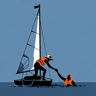 Sailor Rescuing Man from Water