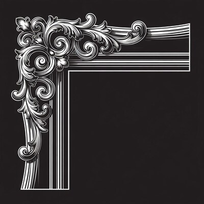 Ornate Black and White Frame Corner