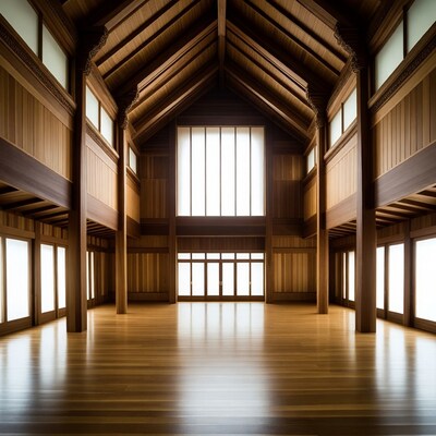Spacious Japanese Wooden Hall Interior